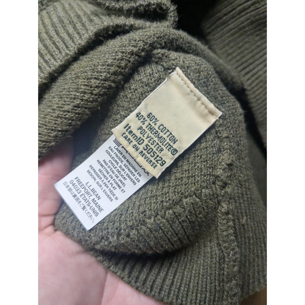 LL Bean Womens Olive Green Quarter Zip Hooded Sweater Thermolite 505129 Small - Picture 5 of 8